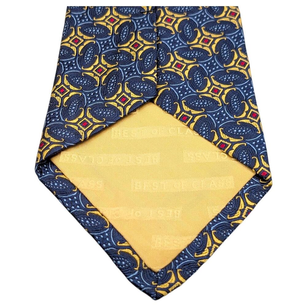 Robert Talbott Best of Class Tie Mens 56" Silk Blue Gold Stars Ovals Baroque VTG - Picture 3 of 9